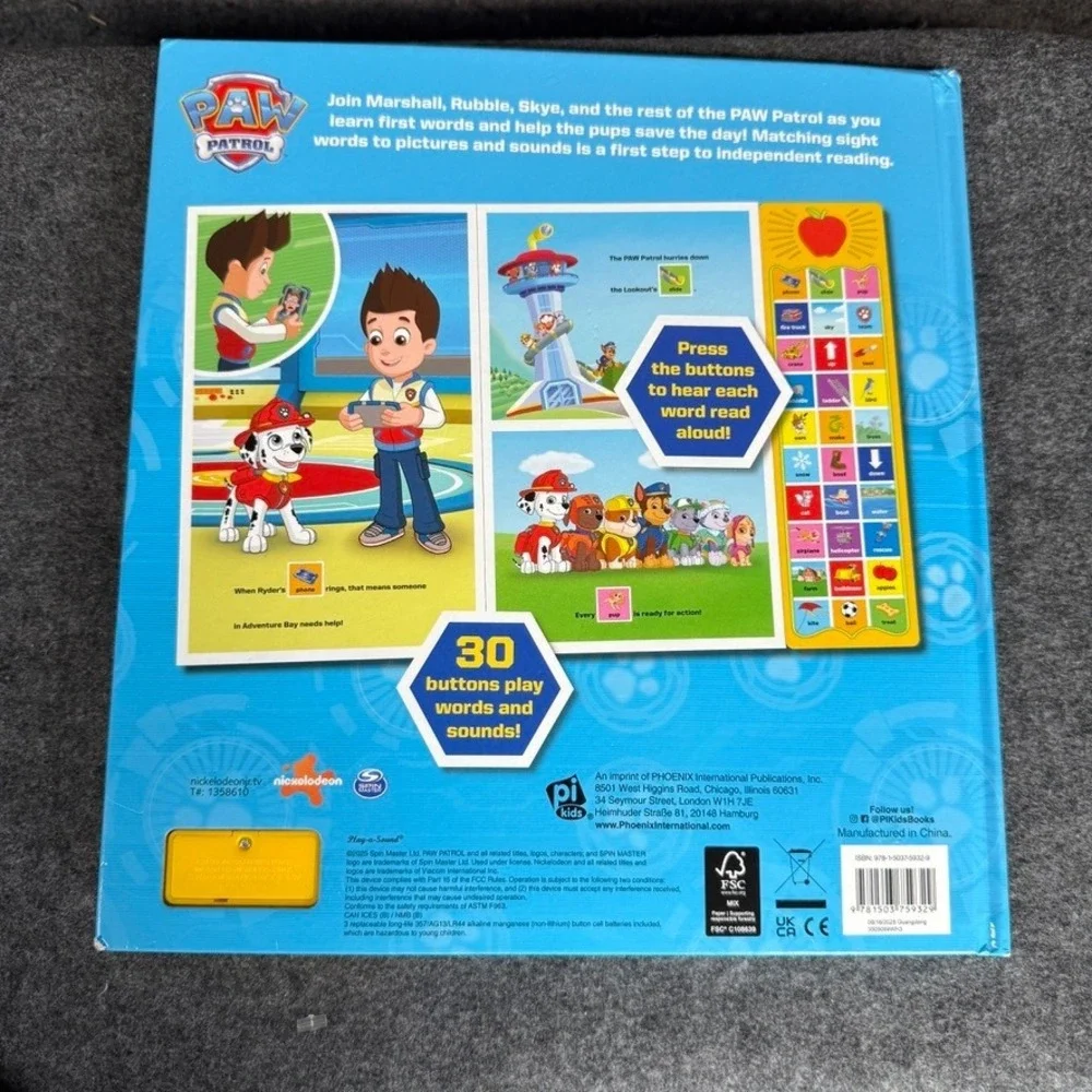 Paw Patrol First Words Sound Book 30 Buttons pi kids‎ Phoenix International 0905